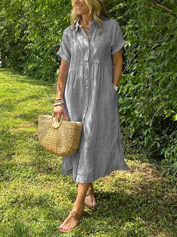 Corinne | Women’s Striped Button-Up Shirt with Elongating Stripes