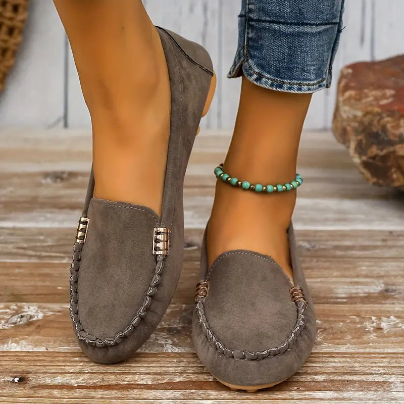 Ruby | Women’s Flat Slip-On Loafers with Buckle Detail
