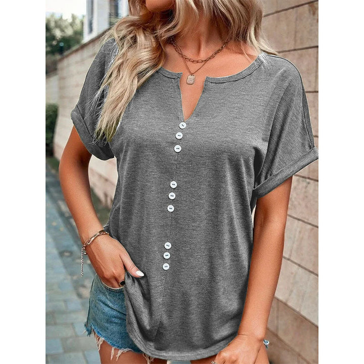 Millie Sutherland | Button-Detail V-Neck Top For Women