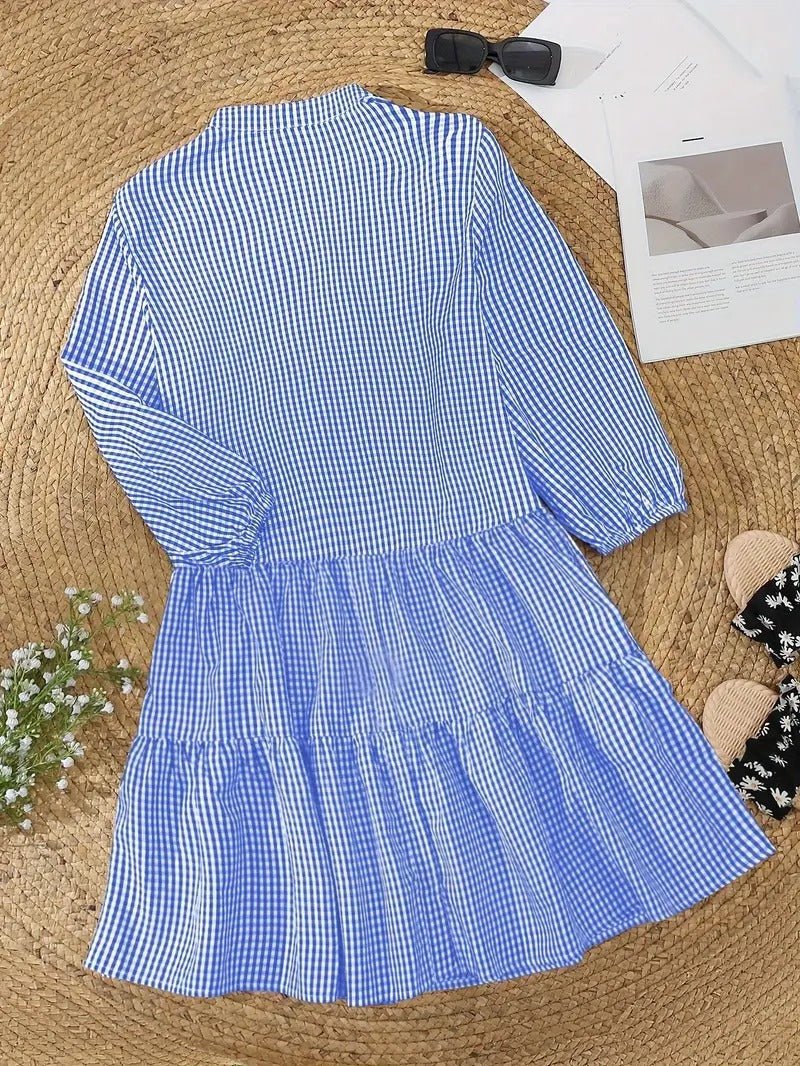 Daisy | Women’s Gingham Mini Dress with Tiered Hem
