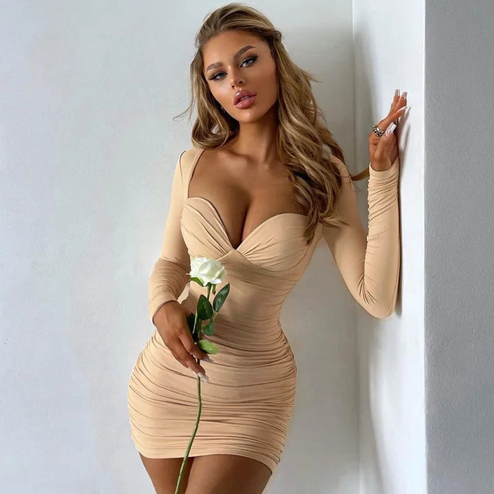 Jade Crompton | Ruched Mini Dress Long Sleeve For Women