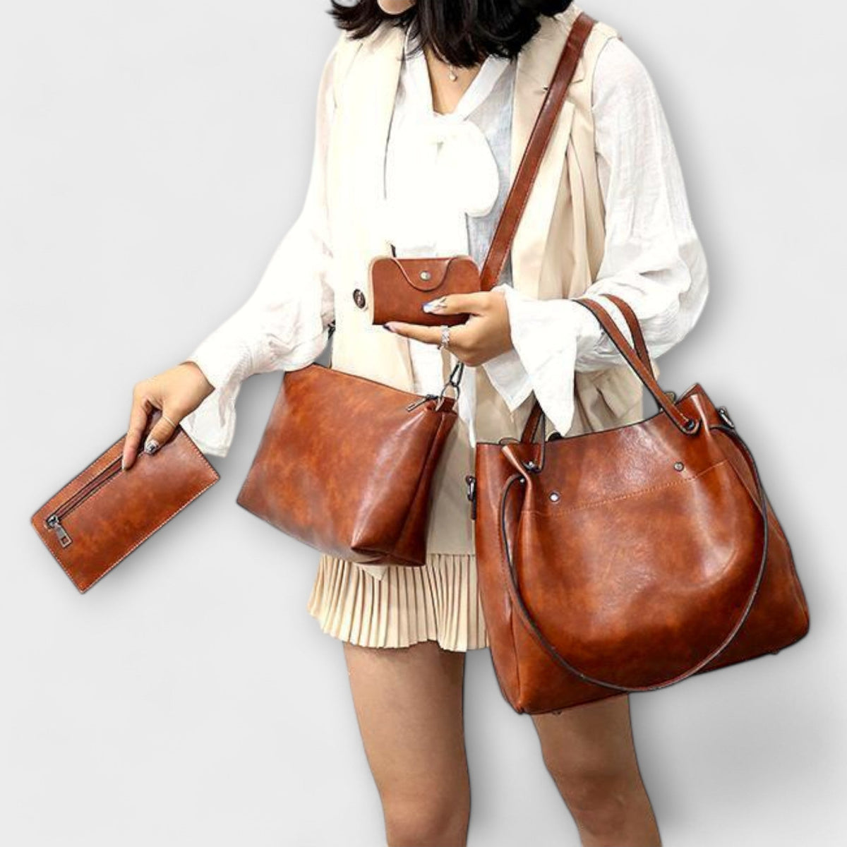 Olivia | Women’s 4-Piece Vintage Bag Set with Versatility