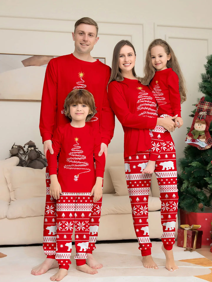 Red Matching Family Christmas Pyjamas Set