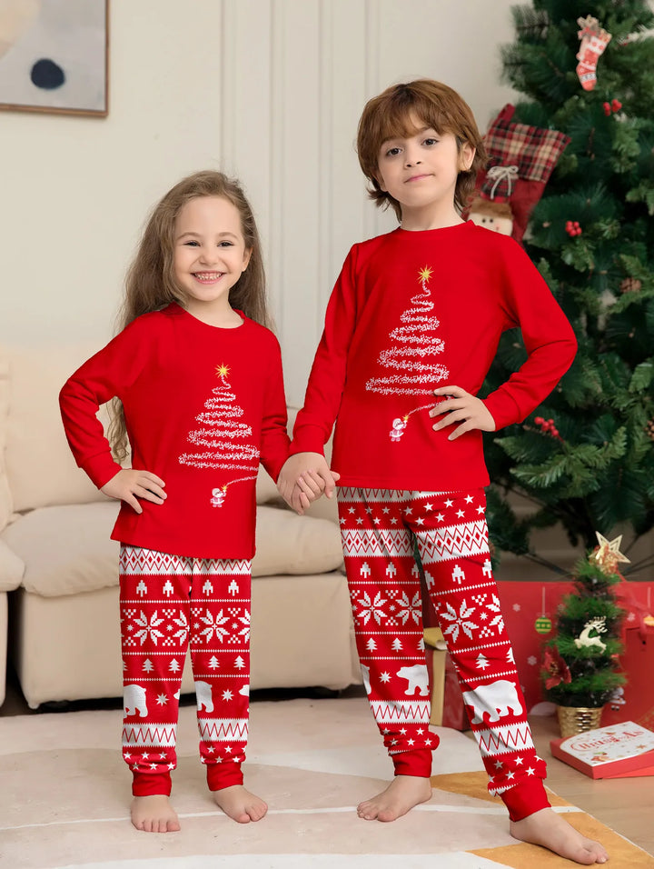 Red Matching Family Christmas Pyjamas Set
