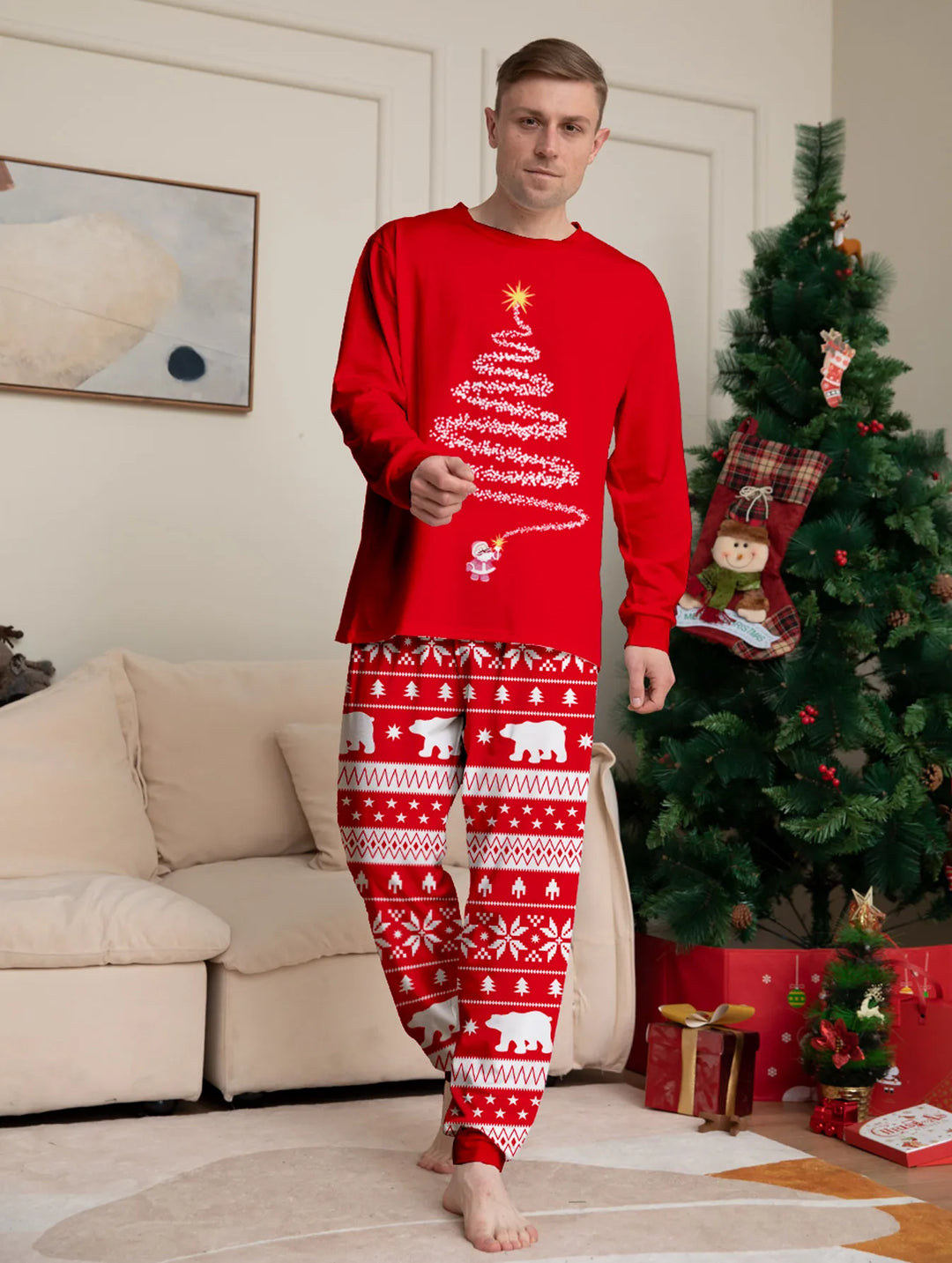 Red Matching Family Christmas Pyjamas Set