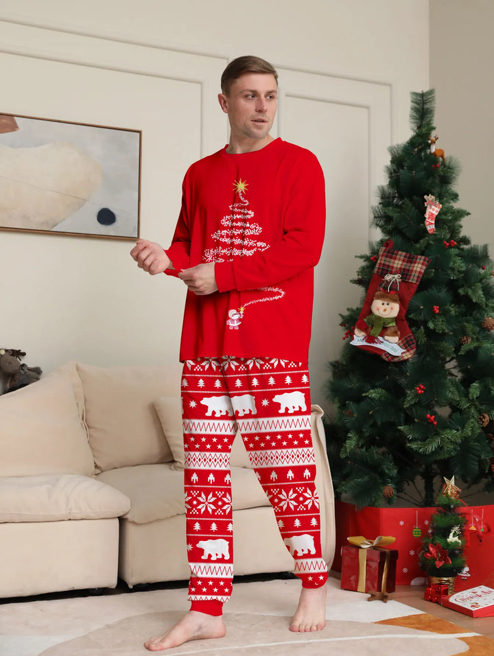 Red Matching Family Christmas Pyjamas Set