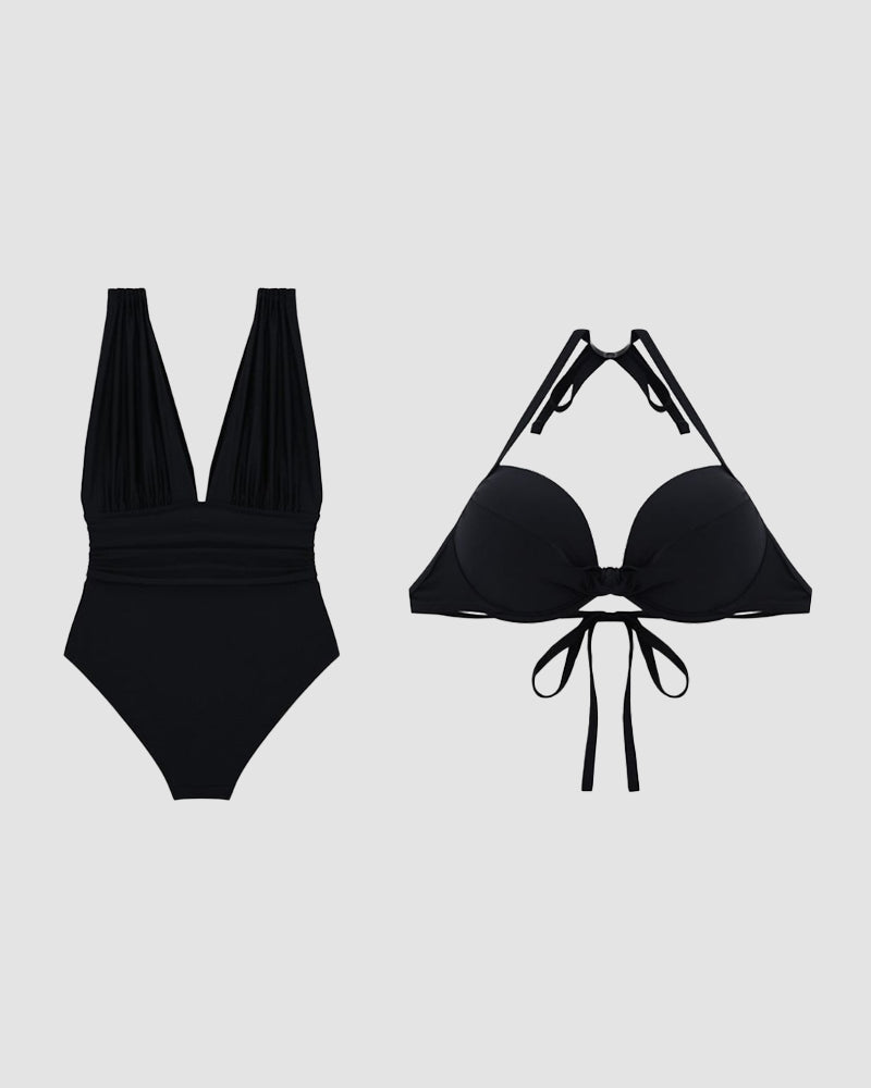 Abigail | Women’s Plunge Swimsuit with Ruched Waist