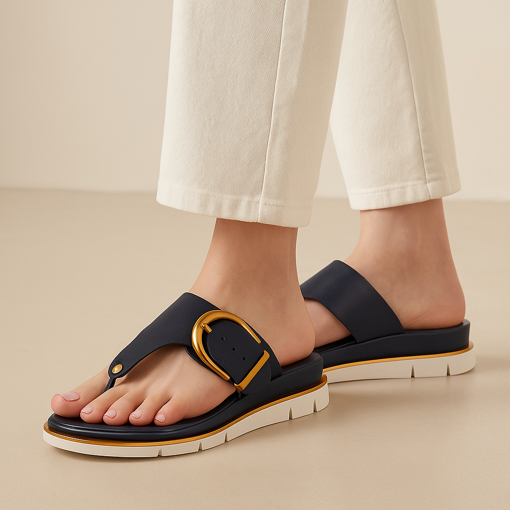 Sienna | Women’s Cushioned Sandals with Gold Buckle