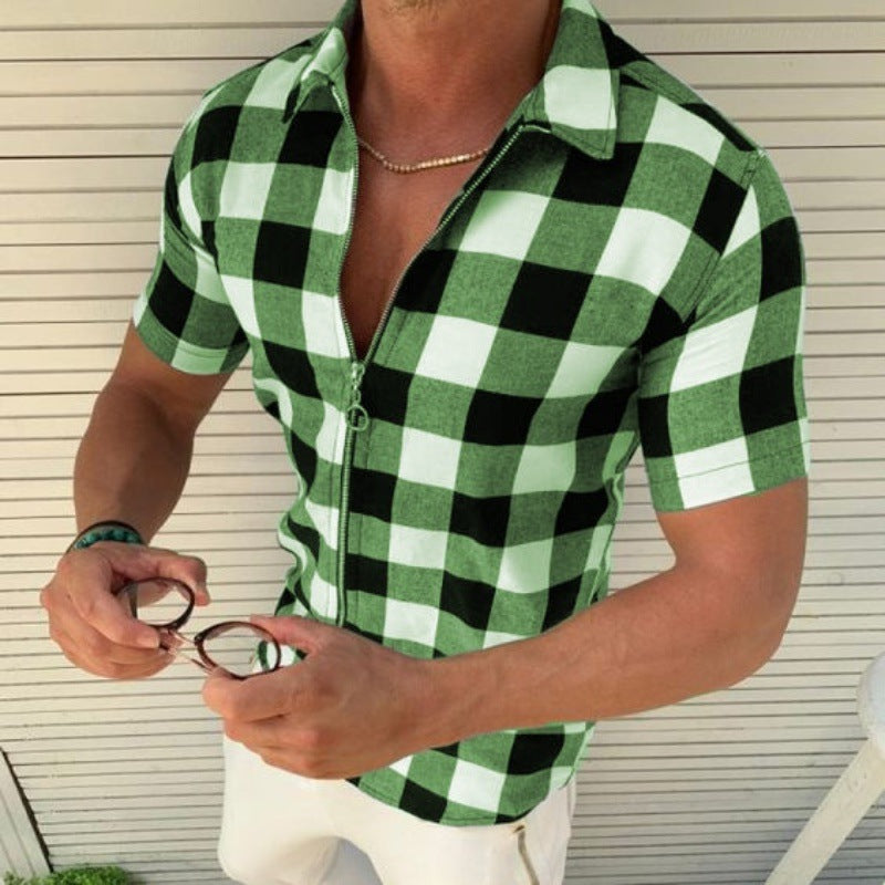 Liam Parker | Plaid Zip Shirt For Men