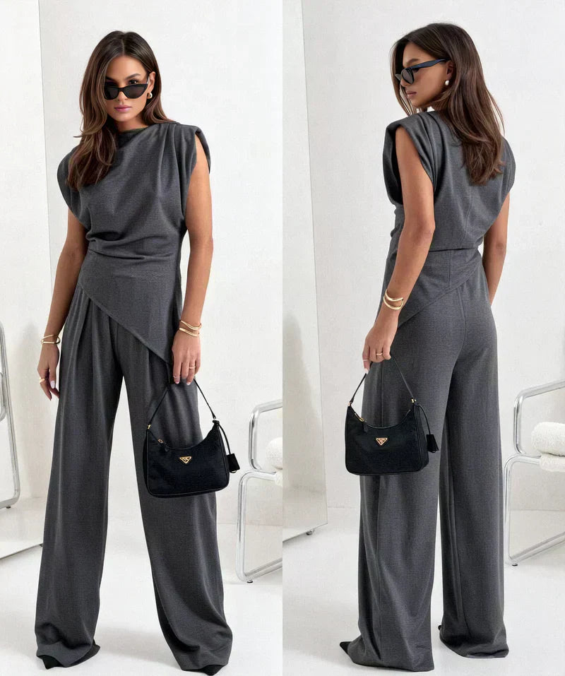 Khloe | Women’s Elegant Two-Piece Set with Draped Silhouettet
