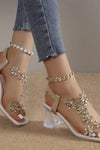 Frieda™ | Women's Flower Rhinestone Block Heel Sandals