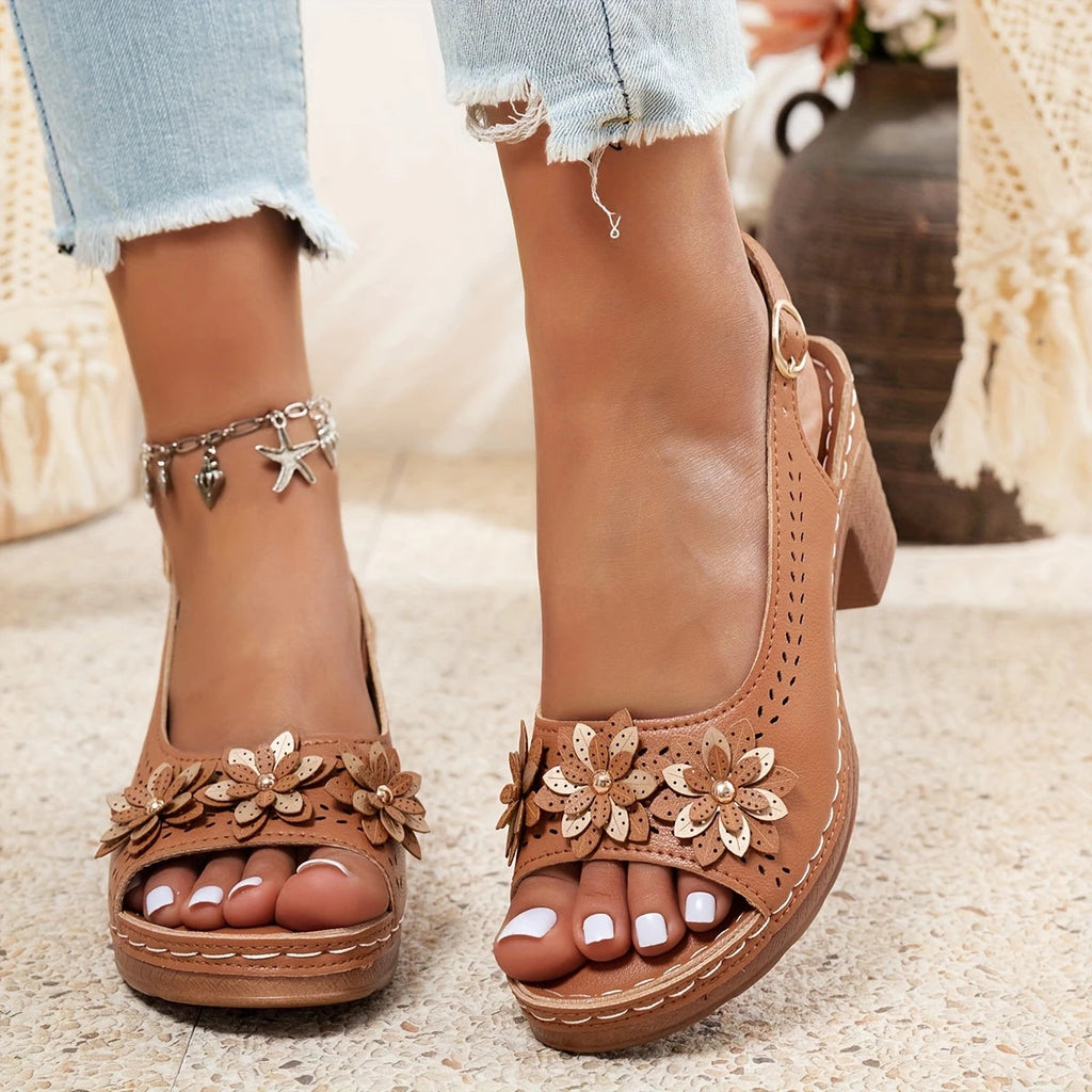 Haisley | Women’s High Heel Sandal with Floral Embellishments