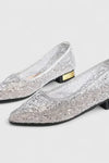 Celeste |  Women’s Lace Pointed Flats with Gold Heel