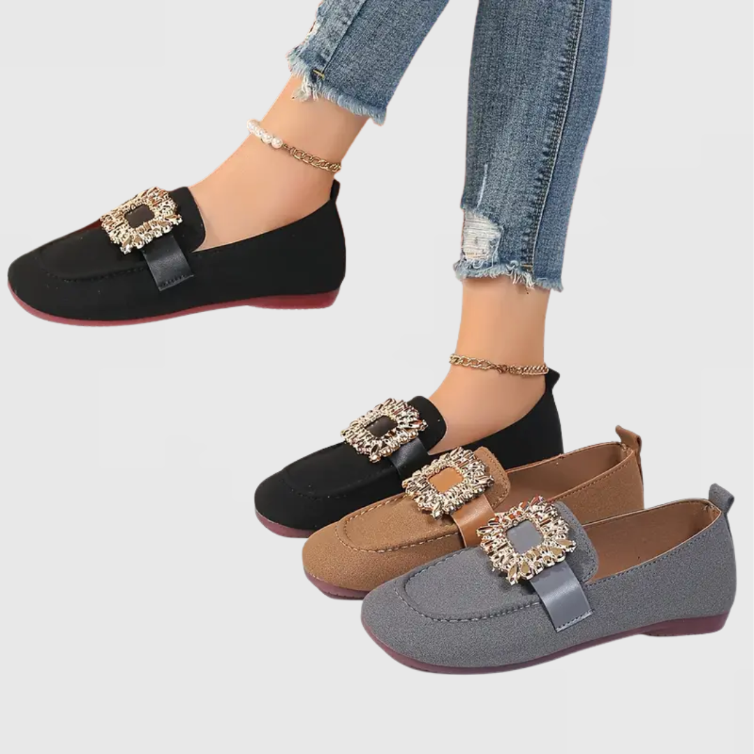 Melora | Women’s Orthopedic Loafers with Crystal Buckle