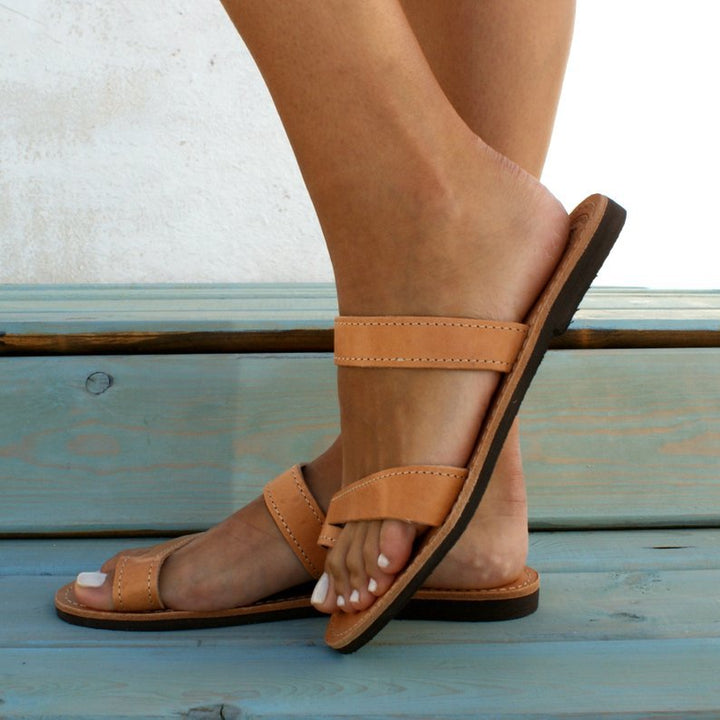 Evelyn Marsh | Faux Leather Flat Sandals For Women