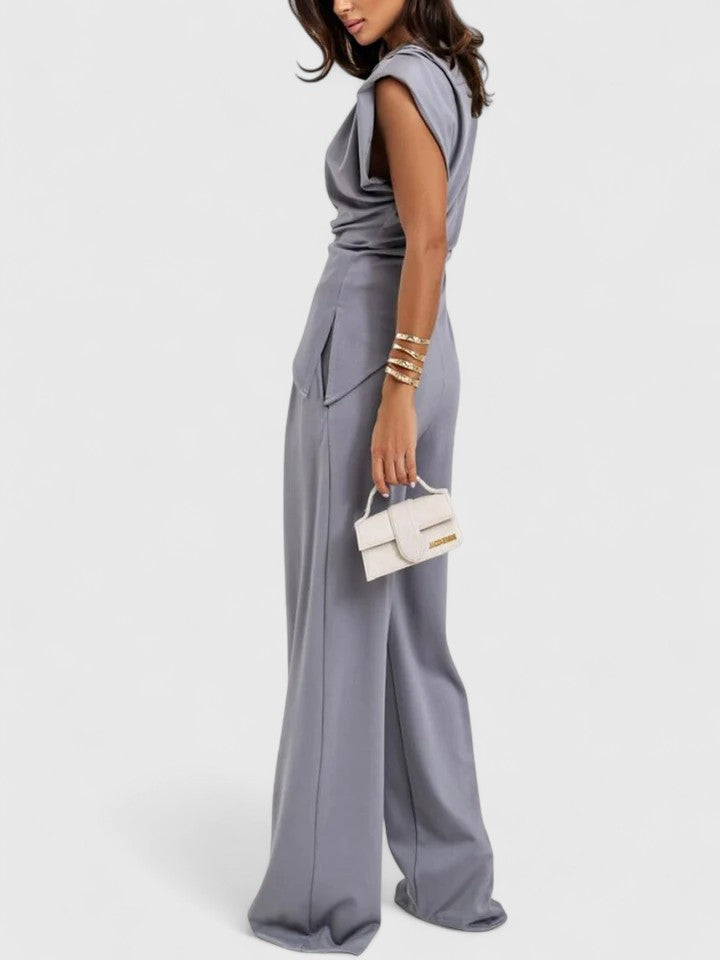 Aria | Women’s Draped Sleeveless Top with Asymmetric Wrap