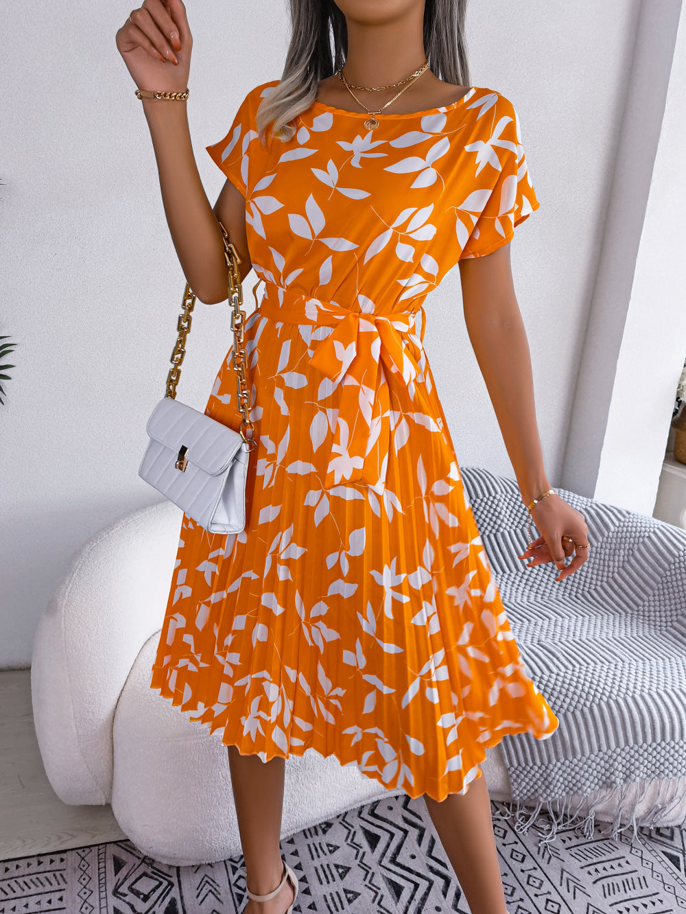 Ella Cooper | Leaf Print Summer Dress For Women