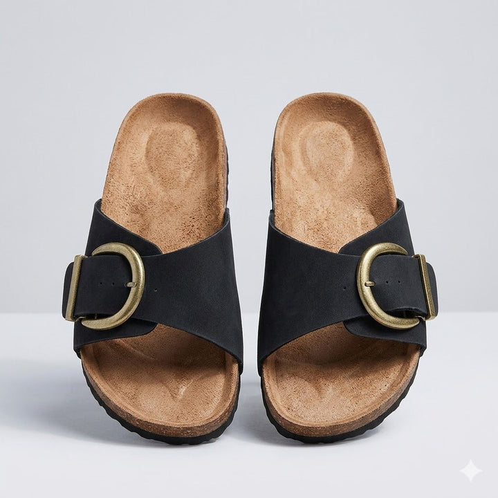 Giulia Moretti | Minimal Buckle Slide Sandals For Women