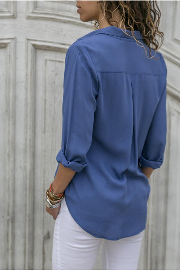 Luna | Women’s V-Neck Blouse with Button Front