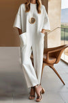 Luna | Women's Short Sleeve Wide Leg Jumpsuit Relaxed Fit Elegant