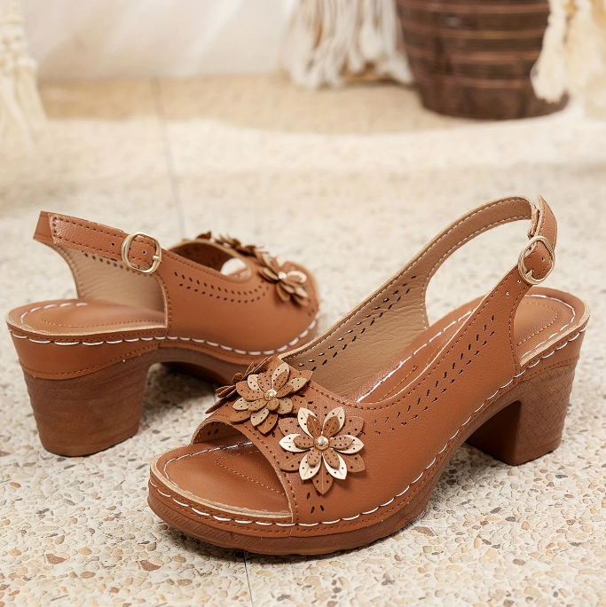 Haisley | Women’s High Heel Sandal with Floral Embellishments
