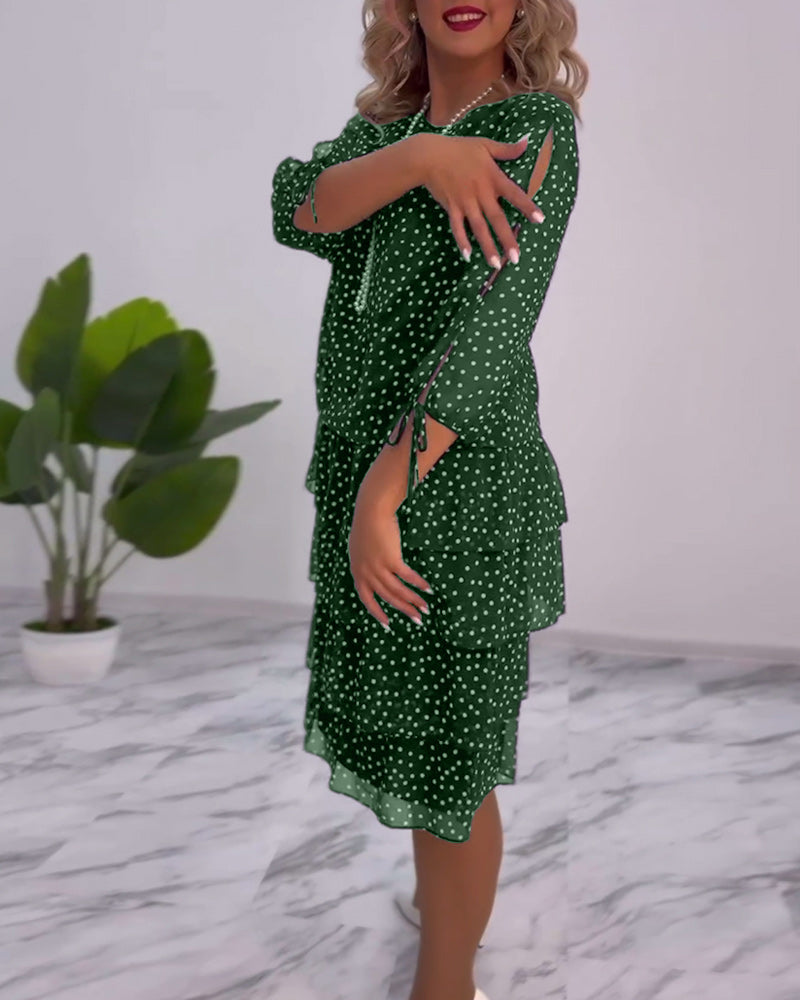 Sophia | Women’s Tiered Polka Dot Dress with Sleeves