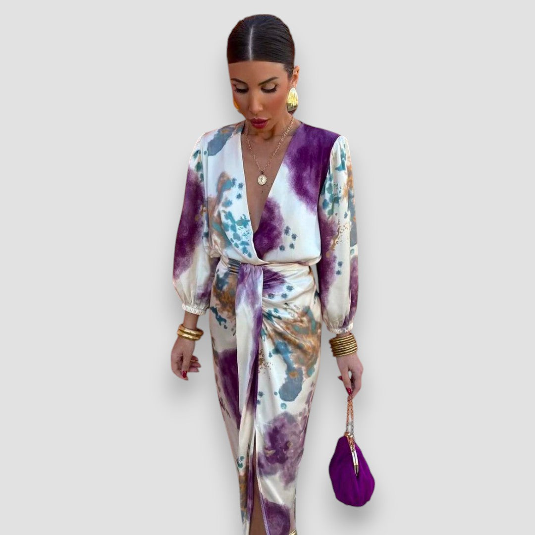 Gemma | Women’s Wrap Midi Dress with Tie Waist