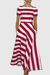 Rowena™ | Short Sleeve Stripe Maxi Dress