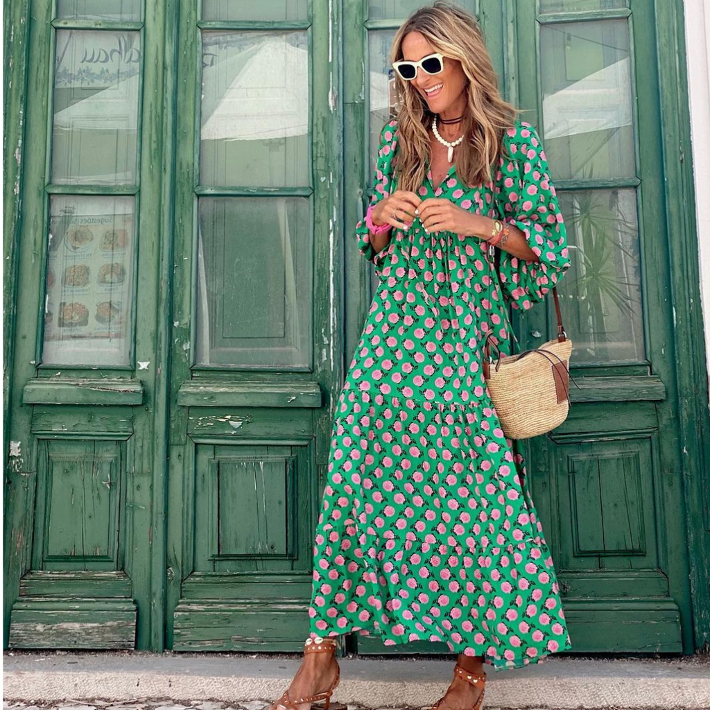 Cassandra | Women’s Geometric Print High-Low Dress with Movement