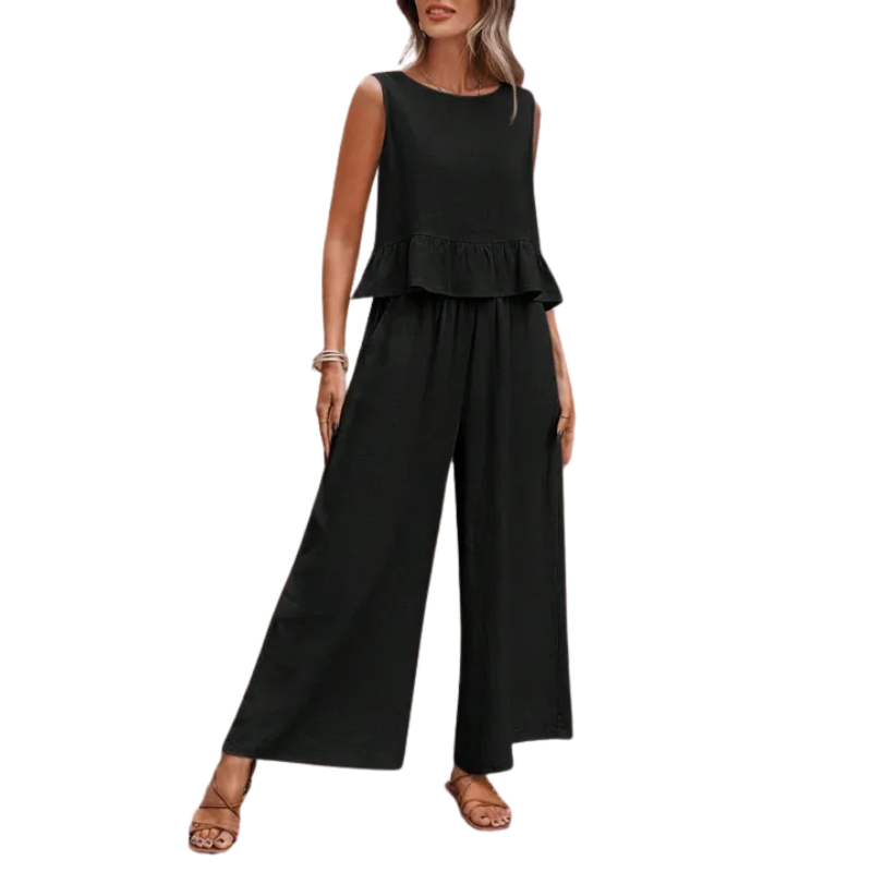 Willow | Women’s Ruffle Hem Tank with Wide-Leg Trousers
