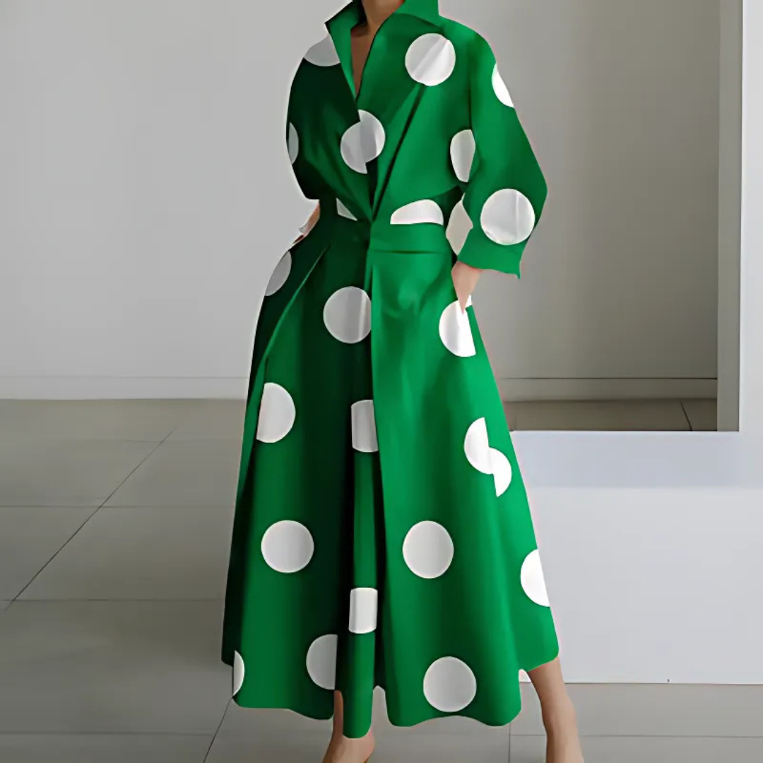 Elkie | Women’s Lapel Maxi Dress with Wrap Silhouette