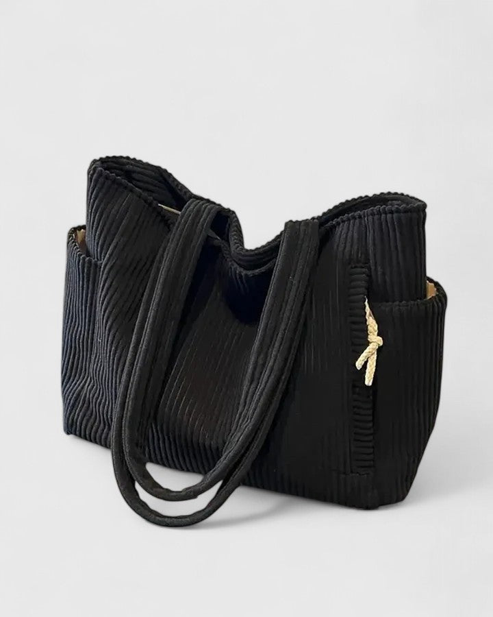 Isla | Women’s Ribbed Tote Bag with Side Pocket