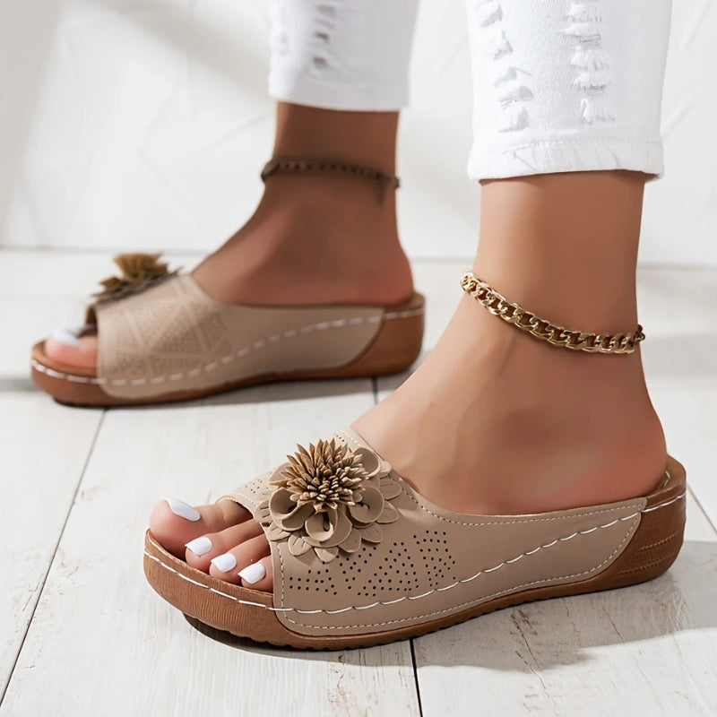 Flora | Women’s Slip-On Sandals with Cushioned Wedge