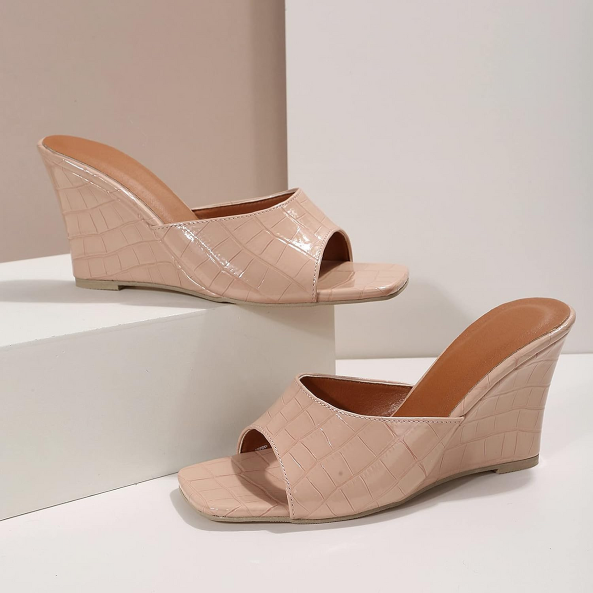 Vivian | Women’s Wedges with Faux Snake Leather Texture