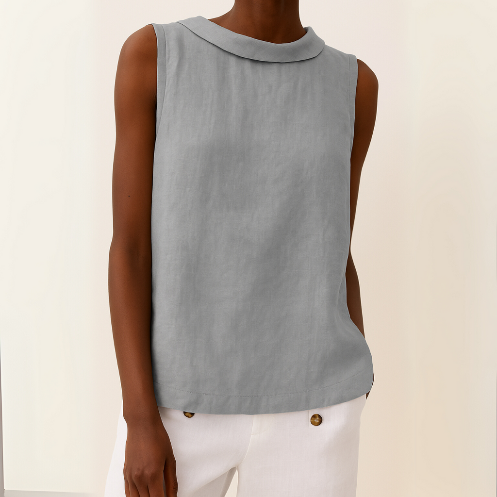 Maria | Women’s Sleeveless Top with Roll Collar