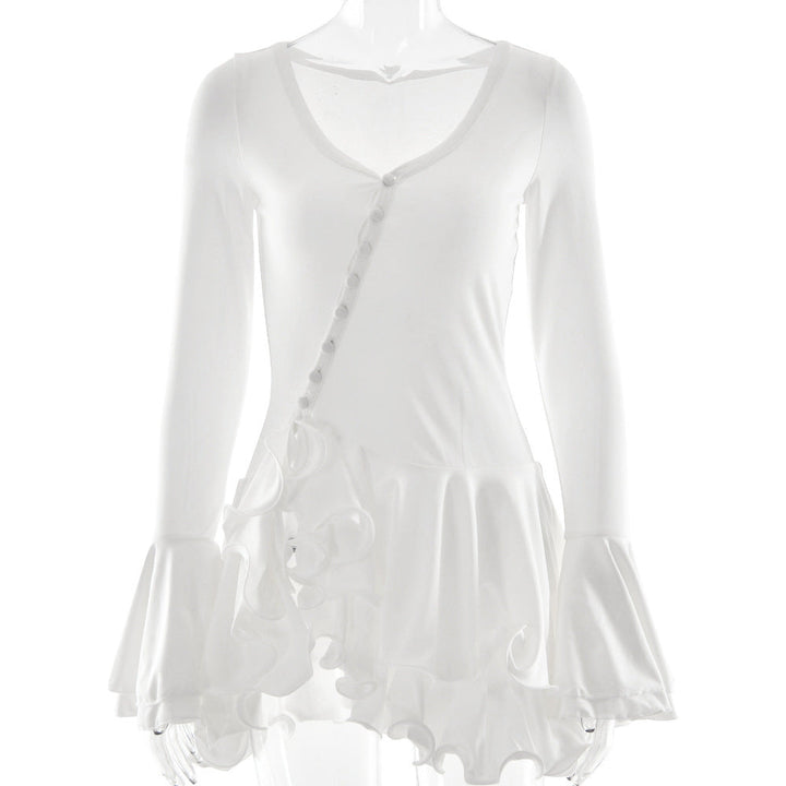 Lucy Hughes | Ruffle V-Neck Mini Dress For Women