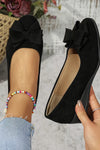 Maisie | Women's Wedge Ballet Flats Bow Detail Suede Slip On Shoes