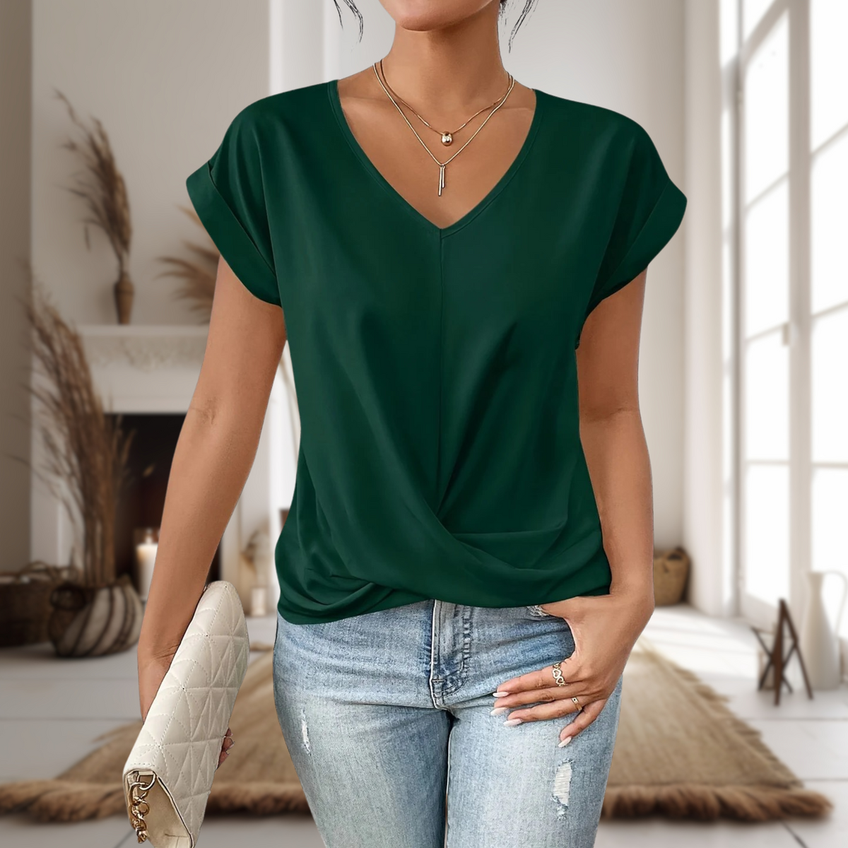 Elle | Women’s Sweetheart Neckline T-Shirt with Soft Fit