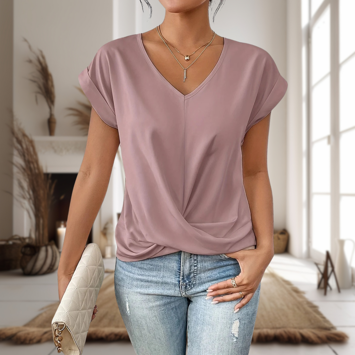Elle | Women’s Sweetheart Neckline T-Shirt with Soft Fit