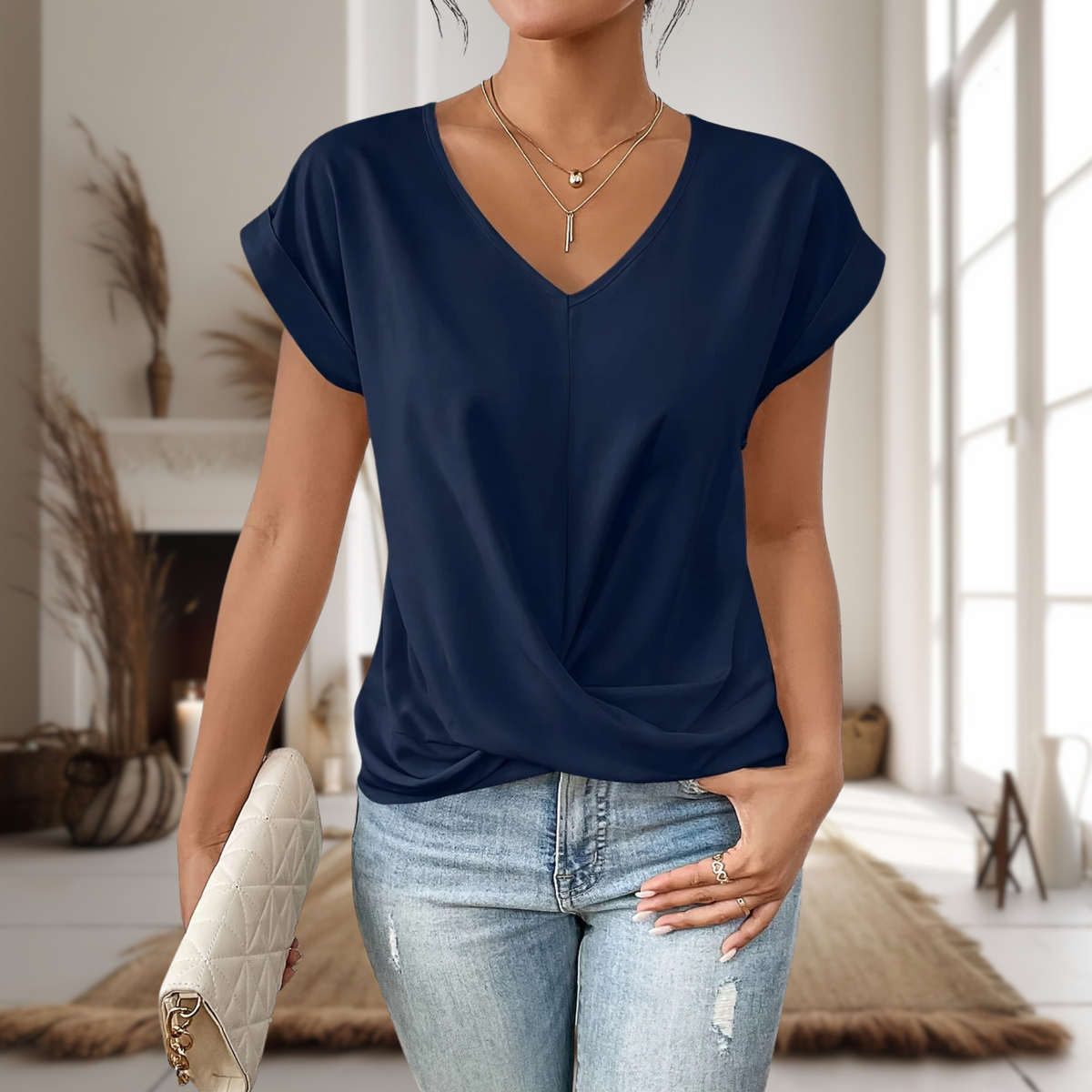 Elle | Women’s Sweetheart Neckline T-Shirt with Soft Fit