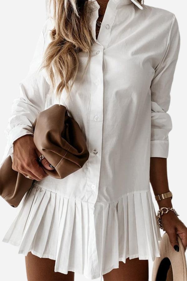 Ellie | Women’s Shirt Dress with Pleated Hem