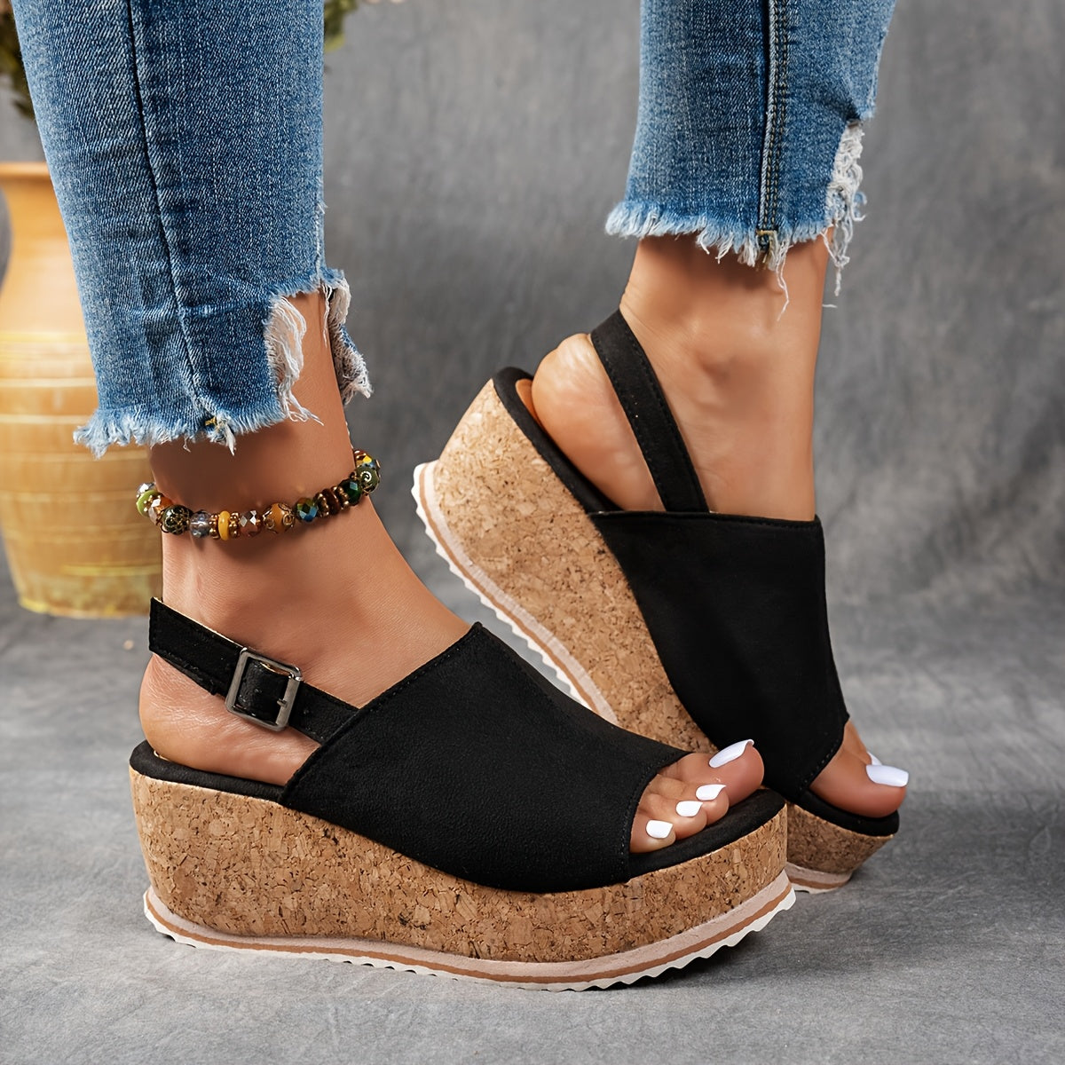 Luna | Women’s Leopard-Print Platform Sandals with Buckle