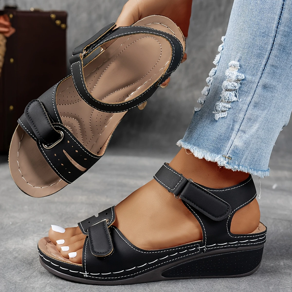 Georgina | Women’s Wedge Platform Sandals with Adjustable Strap