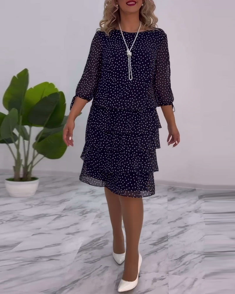 Sophia | Women’s Tiered Polka Dot Dress with Sleeves