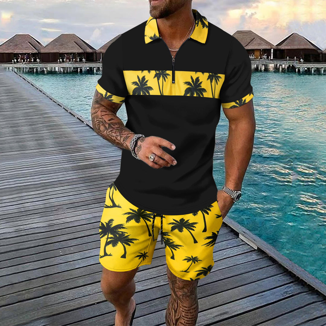Kai Fairweather | Tropical Print Polo &amp; Shorts Set For Men