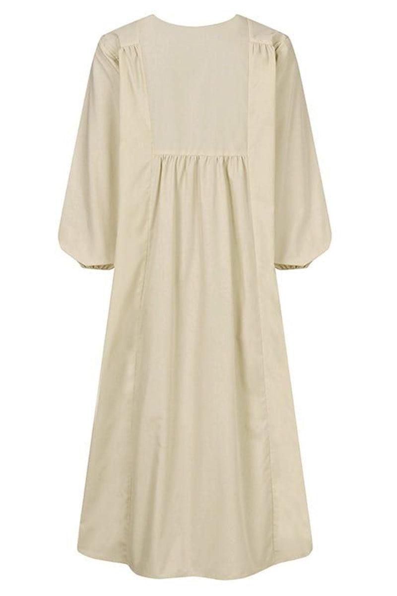 Hazel | Women’s V-Neck Midi Dress with Balloon Sleeves