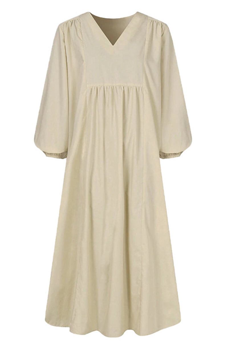 Hazel | Women’s V-Neck Midi Dress with Balloon Sleeves