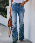 Dani | Women’s Floral Print Jeans with High Waist