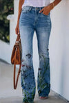 Dani | Women's Floral Print High Waist Straight Leg Jeans