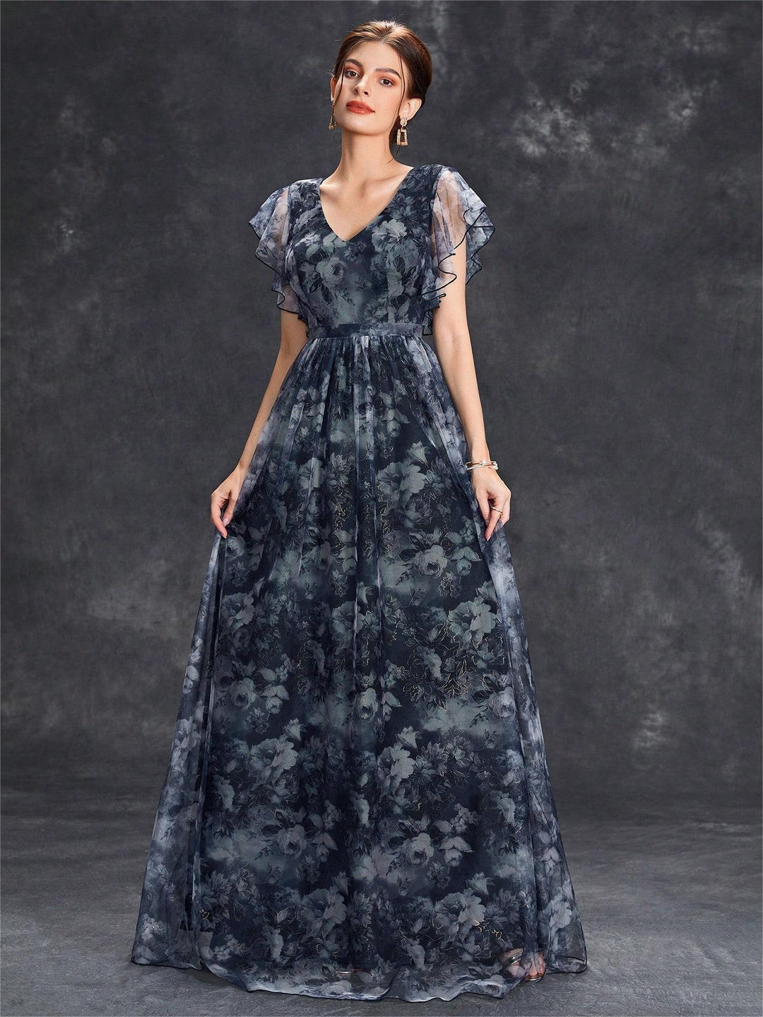 Isabella Reeves | Floral Graduation Dress With Tulle Overlay For Women